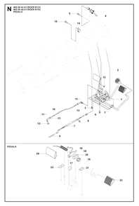 Pedals Diagram and Parts List for R13C (965094301)(2007-01) Husqvarna Lawn Tractor