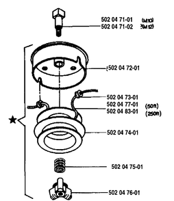 Spool Assembly Diagram and Parts List for 140R 1980-02 Husqvarna Brush Cutter