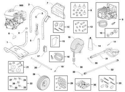 Main Unit Diagram and Parts List for 020756-00  Husqvarna Pressure Washer
