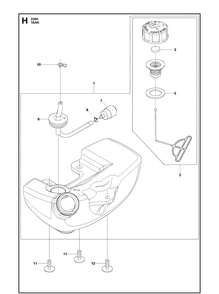 Fuel Tank Diagram and Parts List for 226K  Husqvarna Brush Cutter