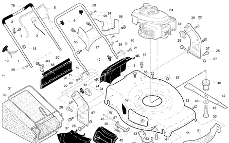 Frame Diagram and Parts List for 8522RLS (96143006500)(2010-02) Husqvarna Lawn Mower