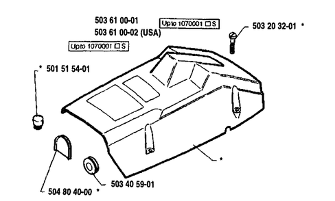 Top Cover Diagram and Parts List for 61 1991-03 Husqvarna Chainsaw