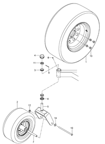 Wheels And Tires Diagram and Parts List for M-ZT61  Husqvarna Lawn Mower