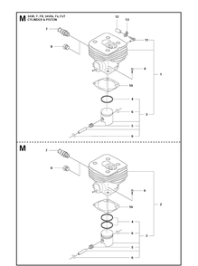 Cylinder Piston 2 Diagram and Parts List for 343FR  Husqvarna Brush Cutter