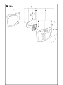 Starter Diagram and Parts List for 372XP XPG Husqvarna Chainsaw