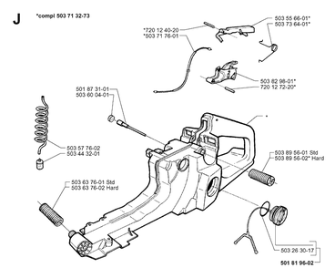 Fuel Tank Diagram and Parts List for 365 19963500001-19974900000 Husqvarna Chainsaw