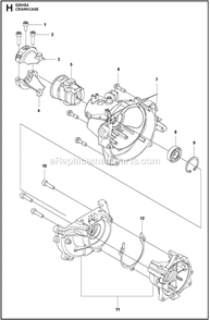 Crankcase Diagram and Parts List for 525HE4  Husqvarna Trimmer