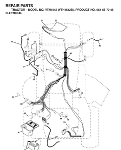 Electrical Diagram and Parts List for YTH1542 (954567048)(2001-01) Husqvarna Lawn Tractor