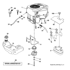 Engine Diagram and Parts List for 96043026000  Husqvarna Lawn Tractor