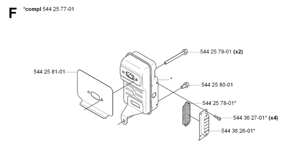 Muffler Diagram and Parts List for 170BT 20061000001-20084000000 Husqvarna Leaf Blower / Vacuum