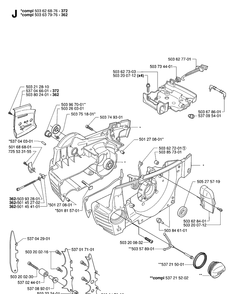 Crankcase 2 Diagram and Parts List for 362XP 20070100001-Current Husqvarna Chainsaw