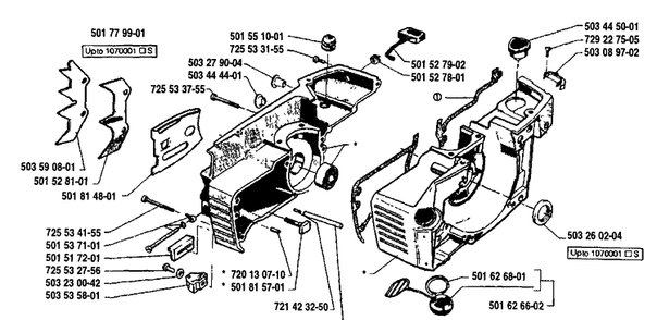 Crankcase Diagram and Parts List for 61 1991-03 Husqvarna Chainsaw
