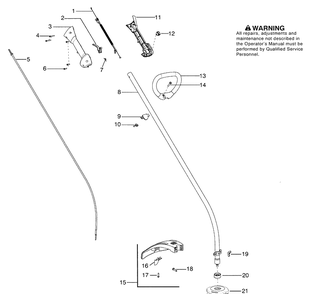 Handle And Controls Diagram and Parts List for 128C 2009-05 Husqvarna Trimmer