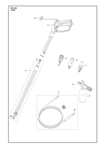 Tube Diagram and Parts List for PW350 2024 Husqvarna Pressure Washer