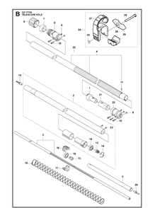 Telescope Pole Diagram and Parts List for 327PT5S 20112300001-20120100000 Husqvarna Pole Saw
