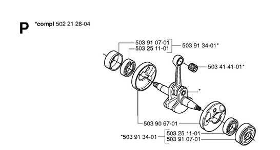 Crankshaft Diagram and Parts List for 235R 20060100001-20061400000 Husqvarna Brush Cutter