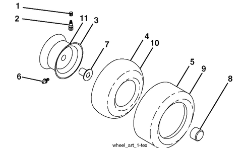 Wheels And Tires Diagram and Parts List for YTH24V54 (917289640)(2010-04) Husqvarna Lawn Mower