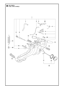 Fuel Tank Handle Diagram and Parts List for 390 2013-09 Husqvarna Chainsaw