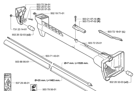 Shaft/Tube Diagram and Parts List for 232L 2006-01 Husqvarna Trimmer