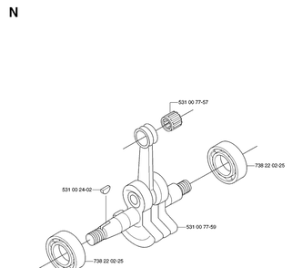 Crankshaft Diagram and Parts List for 143R 20070100001-Current Husqvarna Brush Cutter