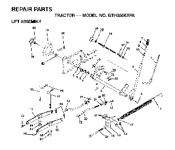 Mower Lift / Deck Lift Diagram and Parts List for GTH2550XPA (954567116)(2001-01) Husqvarna Lawn Tractor