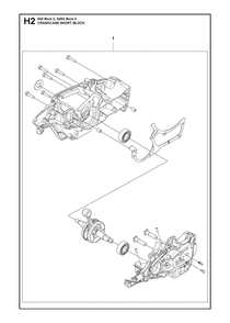 Short Block Diagram and Parts List for 545GMARKII  Husqvarna Chainsaw