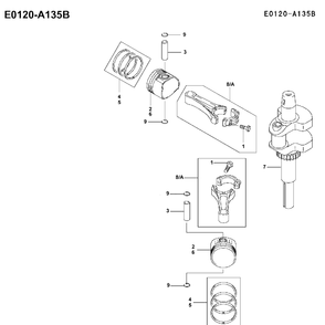 Piston And Crankshaft Diagram and Parts List for FH451V 2001-03 Husqvarna Engine