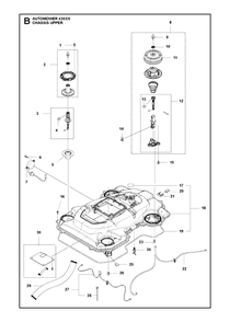 Chassis Upper Diagram and Parts List for 430XH 2020 Husqvarna Lawn Mower