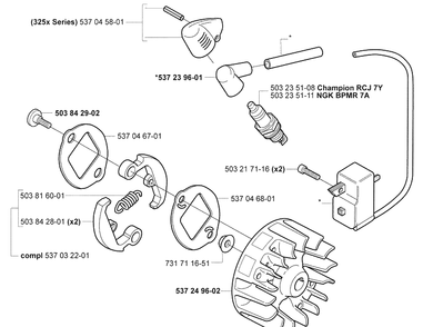 Ignition/Flywheel Diagram and Parts List for 325RDX 2005-05 Husqvarna Brush Cutter
