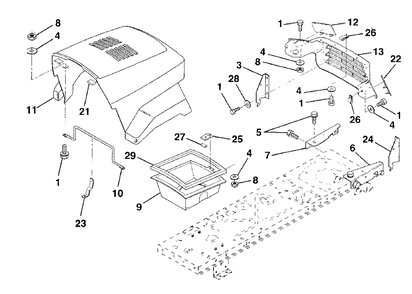 Hood Diagram and Parts List for LR120 (954000602-A)(1993-10) Husqvarna Lawn Tractor
