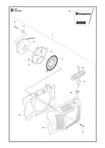 Starter Diagram and Parts List for 268 20182200001 & Above Husqvarna Chainsaw