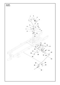 Pedals Diagram and Parts List for TS220T  Husqvarna Lawn Tractor