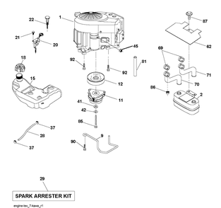 Engine Diagram and Parts List for YTH150 (96041002102)(2009-01) Husqvarna Lawn Tractor