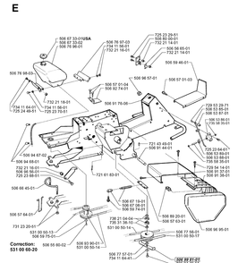 Chassis / Frame Diagram and Parts List for PR14 2000-02 Husqvarna Lawn Mower
