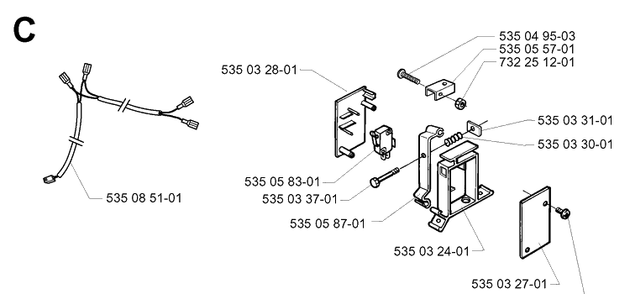 Collision Tower 2 Diagram and Parts List for G1 1998-2003 Husqvarna Lawn Mower