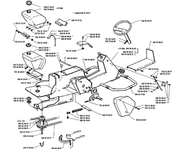 Frame Assembly Diagram and Parts List for RIDER8508 1990-02 Husqvarna Lawn Mower