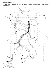 Electrical Diagram and Parts List for YTH180 (954170023-F)(2001-03) Husqvarna Lawn Tractor