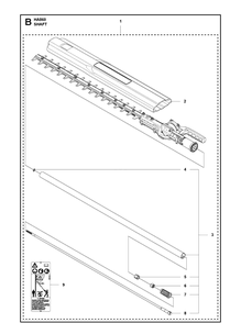 Shaft Diagram and Parts List for 596316601  Husqvarna Brush Cutter