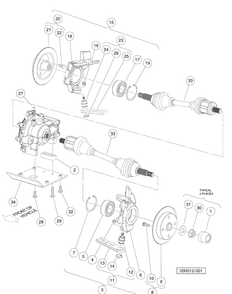 Front Differential Mounting And Half Shafts Diagram and Parts List for HUV4420G 2006-11 Husqvarna Lawn Tractor