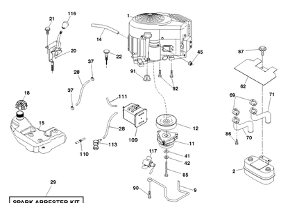 Engine Diagram and Parts List for YTH24V48LS (96043012901)(2011-08) Husqvarna Lawn Tractor