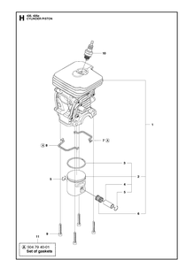 Cylinder Piston Diagram and Parts List for 435-435E 2011-05 Husqvarna Chainsaw