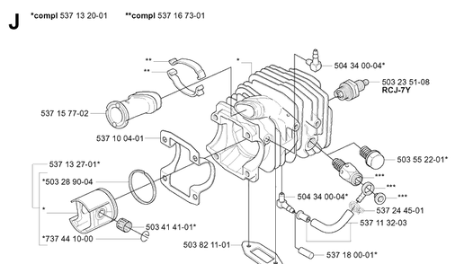 Cylinder Piston Diagram and Parts List for 339XP 20034000001-20040100000 Husqvarna Chainsaw