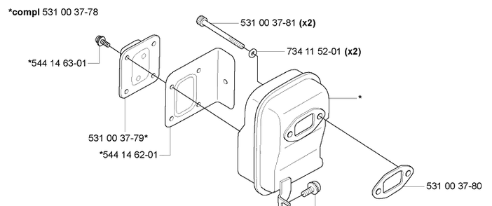 Muffler Diagram and Parts List for 165BT 2005-08 - US Husqvarna Leaf Blower / Vacuum