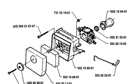 Air Filter / Carburetor Diagram and Parts List for 235R 1992-12 Husqvarna Brush Cutter
