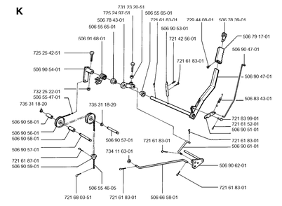 Controls 2 Diagram and Parts List for R850 1996-01 Husqvarna Lawn Tractor
