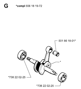 Crankshaft Diagram and Parts List for 261 19992300001-Current Husqvarna Chainsaw