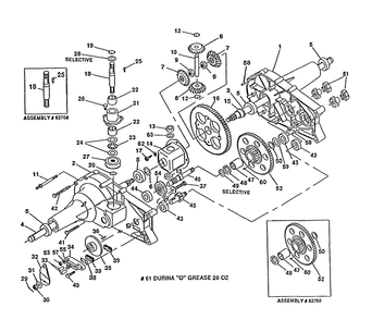 Transaxle Diagram and Parts List for 4125H 1991-01 Husqvarna Lawn Mower