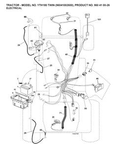 Electrical Diagram and Parts List for YTH180 (96041002600)(2007-02) Husqvarna Lawn Tractor