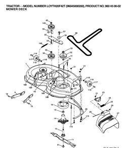 Mower Deck / Cutting Deck Diagram and Parts List for LOYTH20F42T (96045000200)(2006) Husqvarna Lawn Tractor