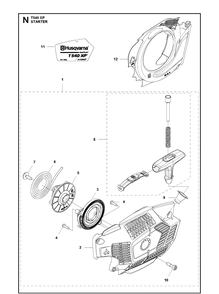 Starter Diagram and Parts List for T540XP 2012-10 Husqvarna Chainsaw